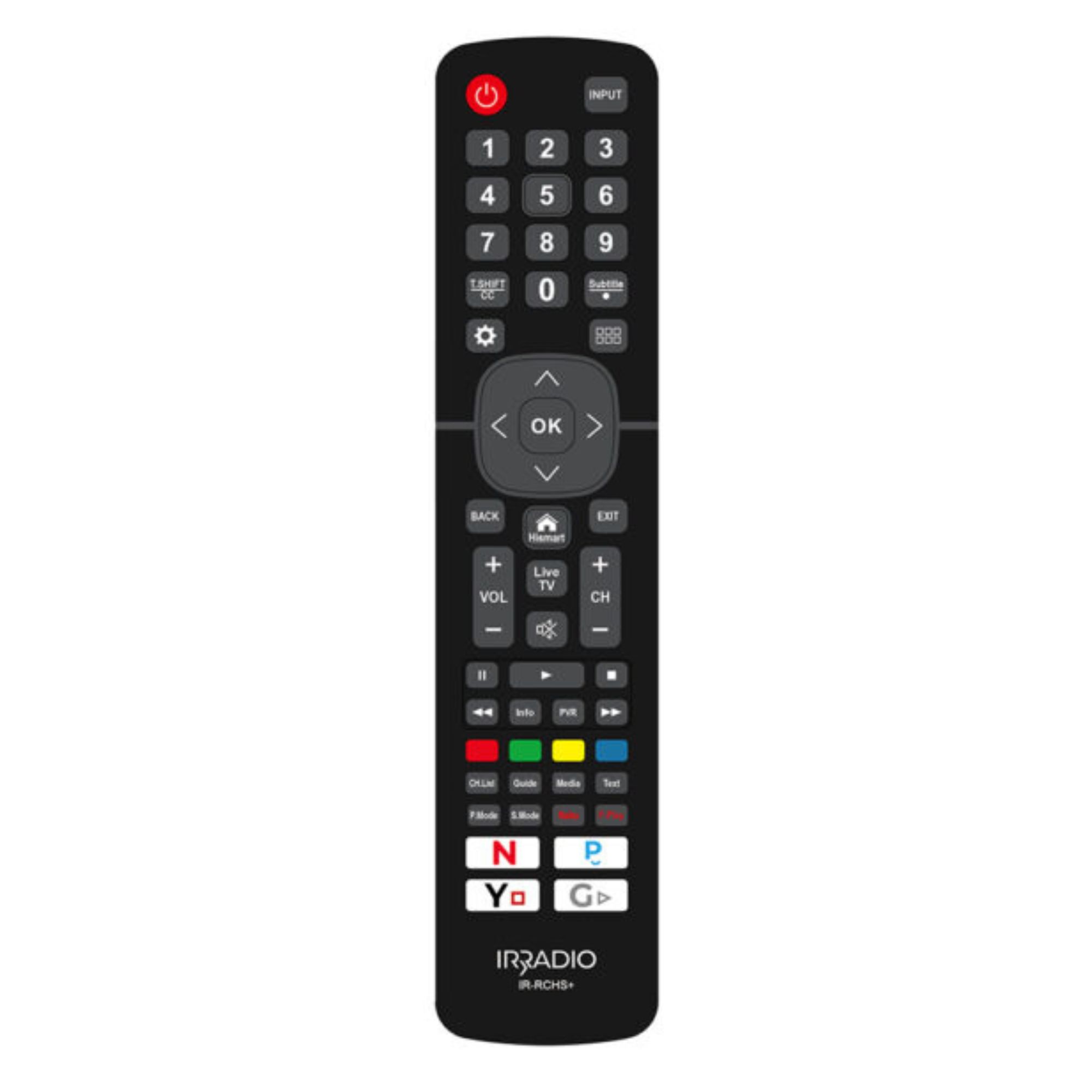 Telecomando dedicato compatibile con tutte le TV e SMART TV LCD/LED HISENSE, Mod. IR-RCHS+
