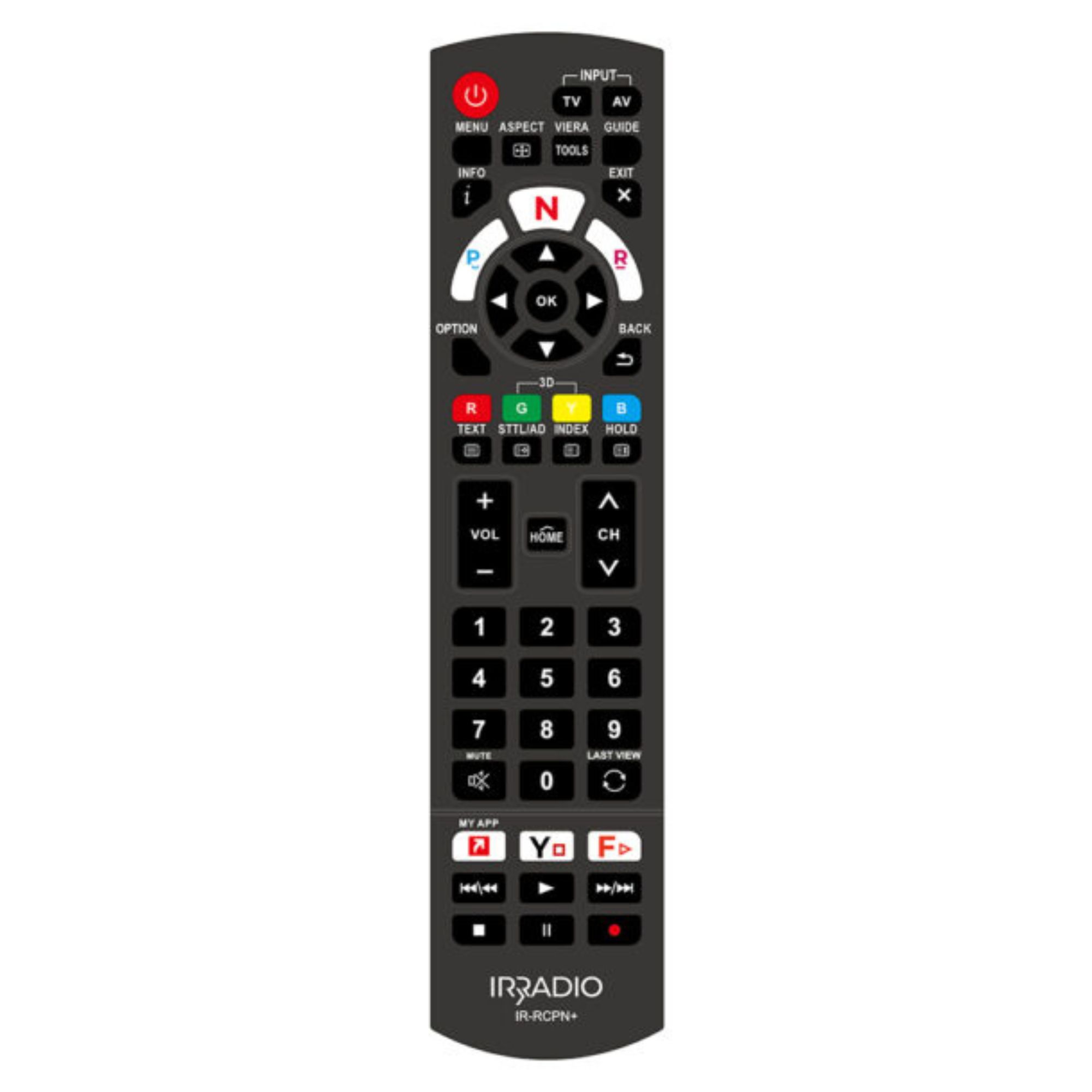 Telecomando dedicato compatibile con tutte le TV e SMART TV LCD/LED PANASONIC, Mod. IR-RCPN+