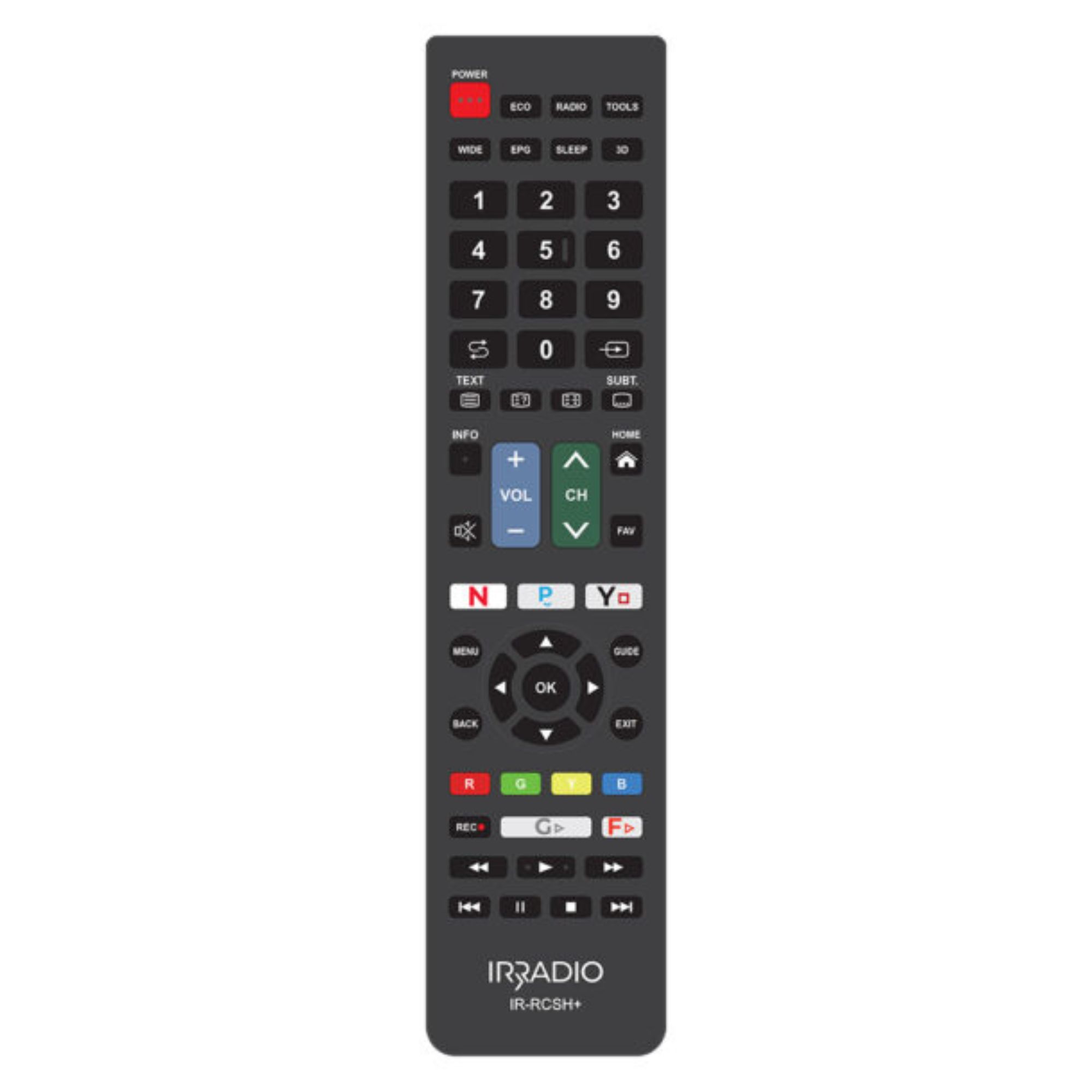 Telecomando dedicato compatibile con tutte le TV e SMART TV LCD/LED SHARP, Mod. IR-RCSH+