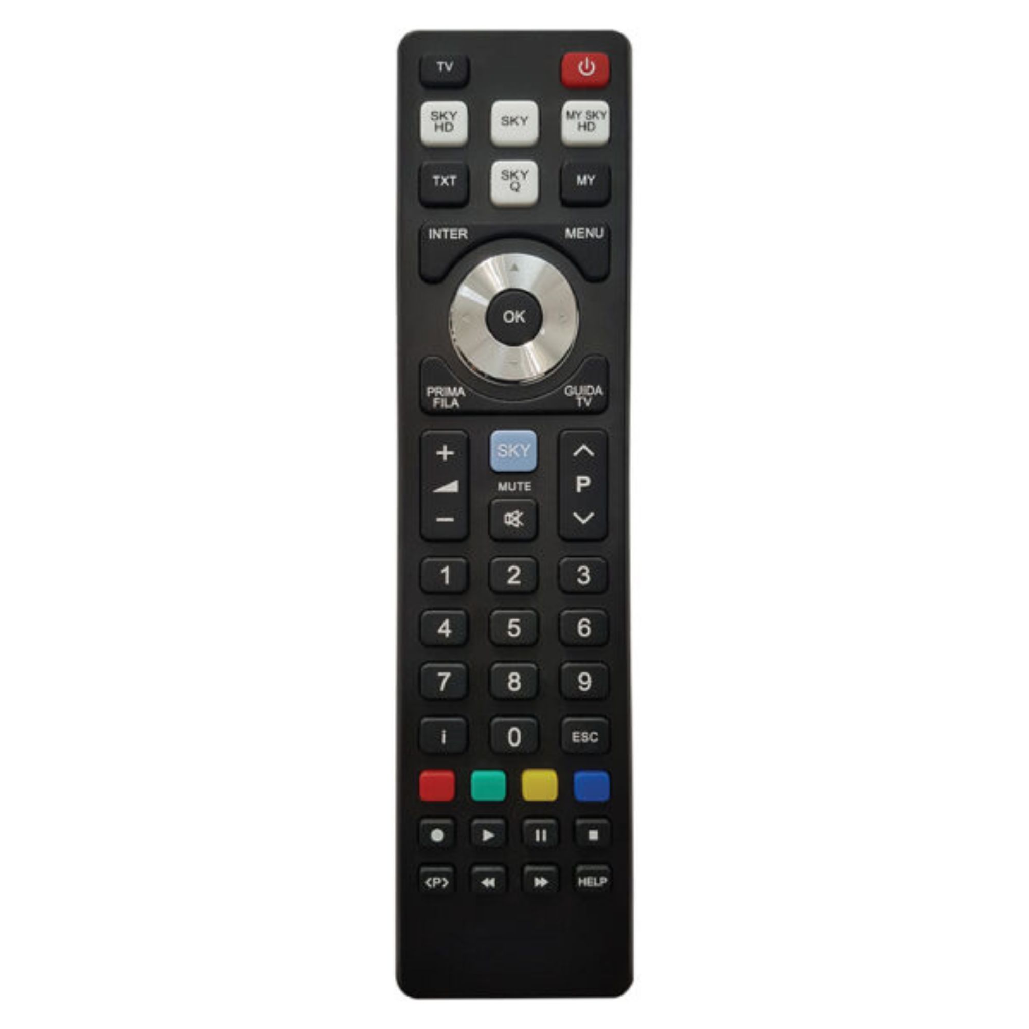 Telecomando dedicato compatibile con decoder SKY: Sky / Sky HD / My Sky / Sky Q, Mod IR-RCSKY PRO