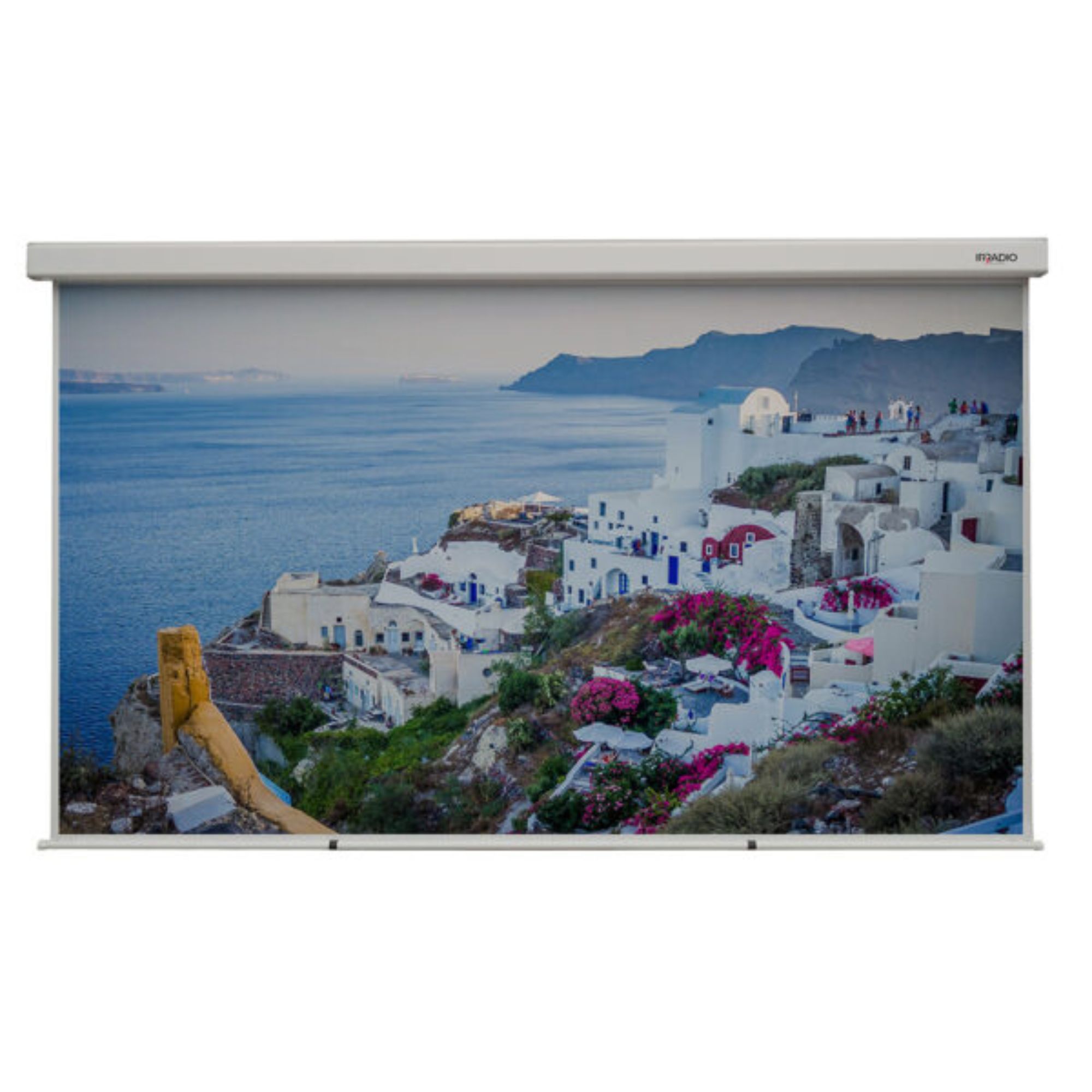 Schermo Motorizzato 240x135cm con tela bianca e retro nero, formato 16:9, Mod. IR-S4242RN